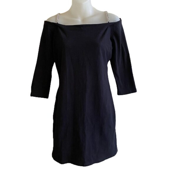 Fredericks of Hollywood cold shoulder Crystal strap dress, Open Back size L - Picture 1 of 7